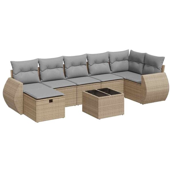 vidaXL Salon de jardin avec coussins 8 Pièces beige résine tressée
