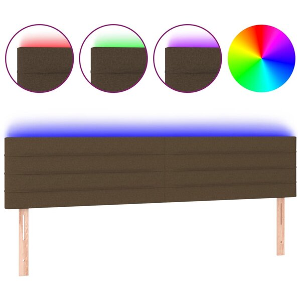 vidaXL Tête de lit à LED Marron foncé 200x5x78/88 cm Tissu