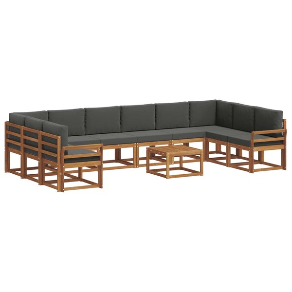 vidaXL Ensemble de canapés d'extérieur 11 Pièces Naturel et Anthracite