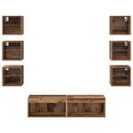 vidaXL Meuble TV avec des lumières à LED 8 Pièces Bois Ancien Verre