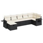 vidaXL Salon de jardin 7 Pièces avec coussins noir résine tressée