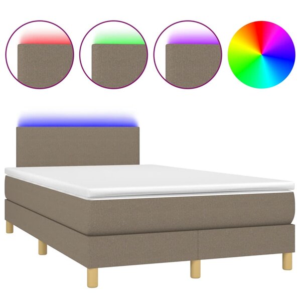 vidaXL Sommier à lattes de lit matelas et LED taupe 120x190 cm tissu