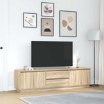 vidaXL Meuble TV avec lumières LED chêne sonoma 193 5x41x50 cm