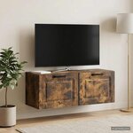 vidaXL Meuble TV mural Chêne fumé 78 5 x 31 x 30 cm Bois d'ingénierie