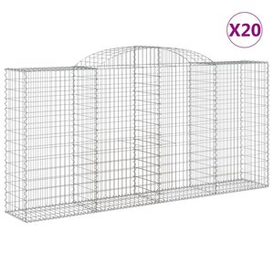 vidaXL Paniers à gabions arqués 20 Pièces 300x50x140/160 cm fer galvanisé