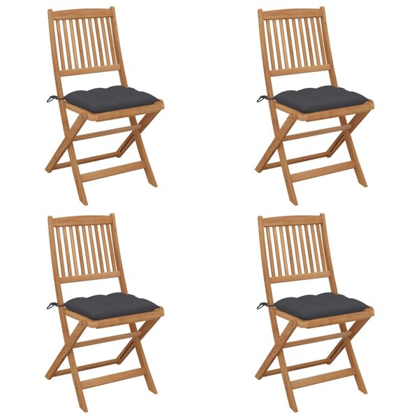 vidaXL Chaises pliables de jardin lot de 4 avec coussins Bois d'acacia