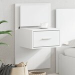 vidaXL Table de chevet murale avec lumières LED blanc