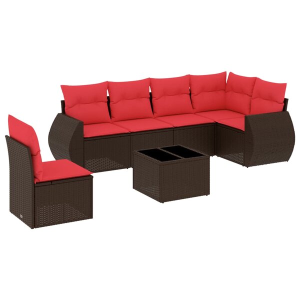 vidaXL Salon de jardin avec coussins 7 Pièces marron résine tressée