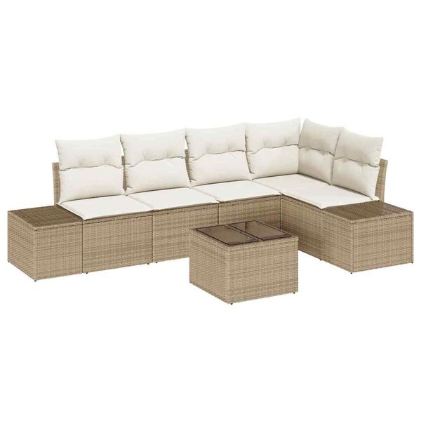vidaXL Ensemble de canapé de jardin avec coussin 6 Pièces Beige et crème