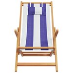 vidaXL Chaise de plage pliable bleu et blanc bois d'eucalyptus/tissu