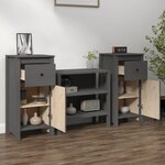 vidaXL Buffets 2 Pièces gris 40x35x80 cm bois massif de pin