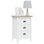 vidaXL Cabinet de chevet HILL Blanc et marron miel 46 x 35 x 65 cm