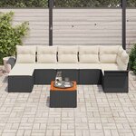 vidaXL Ensemble de canapé de jardin avec coussin 8 Pièces Noir et Crème