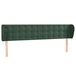 vidaXL Tête de lit avec oreilles Vert foncé 203x23x78/88 cm Velours