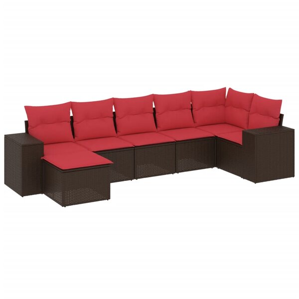 vidaXL Salon de jardin avec coussins 7 Pièces marron résine tressée