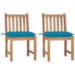 vidaXL Chaises de jardin lot de 2 avec coussins Bois de teck massif