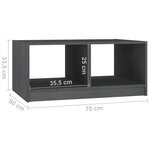 vidaXL Table basse gris 75x50x33 5 cm bois de pin massif