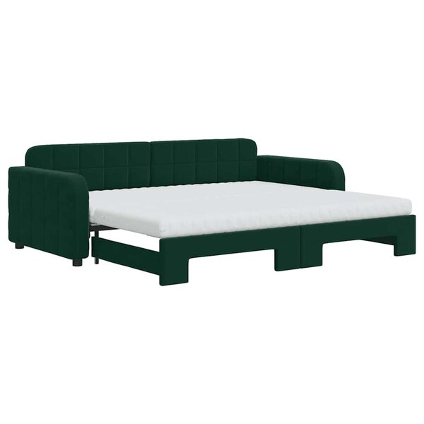 vidaXL Lit de jour avec gigogne et matelas vert foncé 90x200cm velours