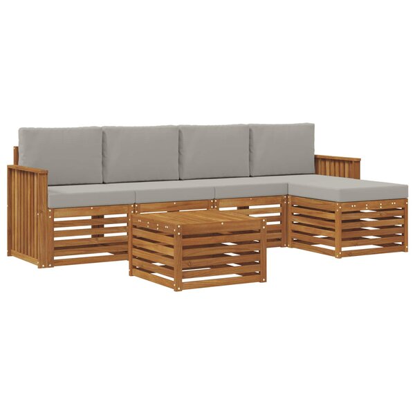 vidaXL Ensemble de canapés d'extérieur 6 Pièces Gris Naturel et Clair
