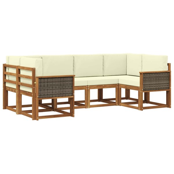 vidaXL Ensemble de canapés d'extérieur 6 pc Naturel et Crème