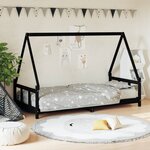 vidaXL Cadre de lit pour enfants noir 90x190 cm bois de pin massif