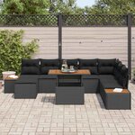 vidaXL Ensemble de canapé de jardin 9 Pièces Noir Poly rotin