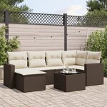 vidaXL Salon de jardin avec coussins 7 Pièces marron résine tressée