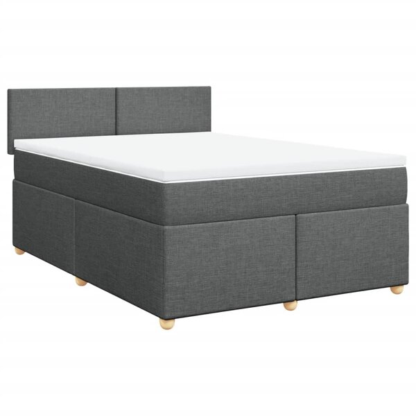 vidaXL Sommier à lattes de lit avec matelas Gris foncé 160x200cm Tissu