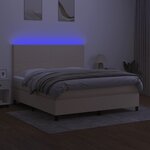 vidaXL Sommier à lattes de lit et matelas et LED Crème 180x200cm Tissu