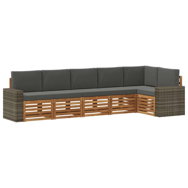 vidaXL Ensemble de canapés d'extérieur 6 pc Naturel et Anthracite