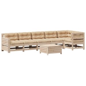 vidaXL Salon de jardin 7 Pièces avec coussins Bois de pin massif