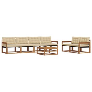 vidaXL Ensemble de canapés d'extérieur 7 pc Naturel et Beige