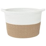 vidaXL Panier à linge marron et blanc Ø60x36 cm coton