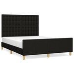 vidaXL Cadre de lit avec tête de lit Noir 140x200 cm Tissu