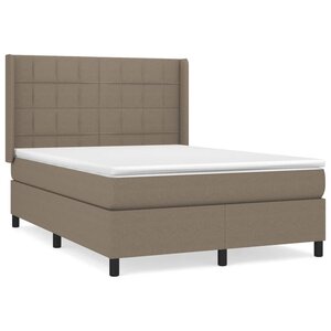 vidaXL Sommier à lattes de lit avec matelas Taupe 140x200 cm Tissu