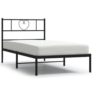 vidaXL Cadre de lit métal avec tête de lit noir 107x203 cm