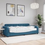 vidaXL Lit de jour avec matelas bleu 90x200 cm velours