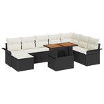 vidaXL Set de repas de jardin de 9 pièces avec coussins Noir Poly Rotin Acacia