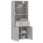 vidaXL Buffet haut Gris béton 69 5x34x180 cm Bois d'ingénierie