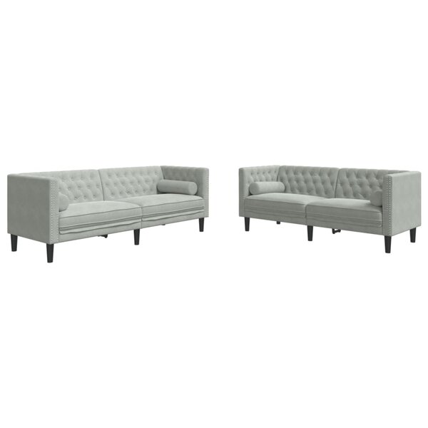 vidaXL Ensemble de canapé Chesterfield et traversins 2 Pièces gris clair