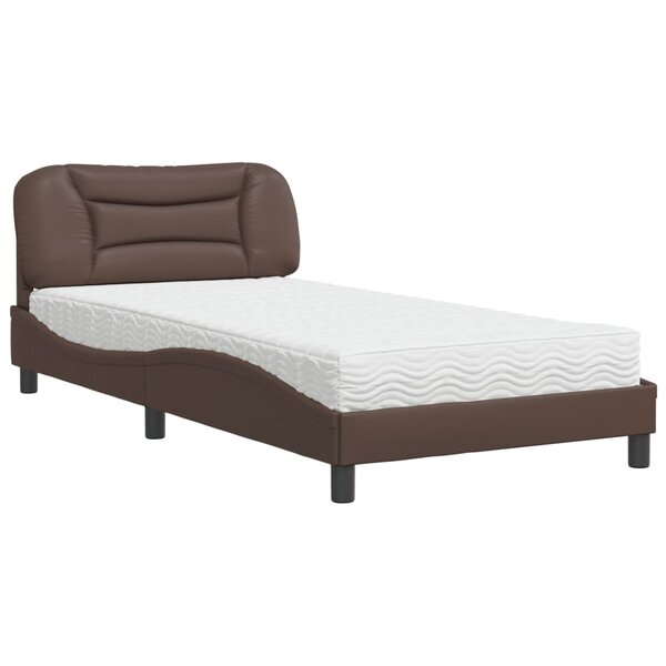 vidaXL Lit avec matelas Hvar marron 100x200 cm similicuir