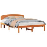vidaXL Cadre de lit avec tête de lit Brun cire 140 x 200 cm Pin massif