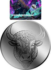 Monnaie AMERICAN BISON Cyberpunk 1/1000 Oz Platine 12$ Liberia 2026