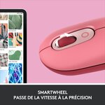 Souris sans fil logitech pop mouse avec emojis personnalisables  bluetooth  usb  multidispositifs - rose
