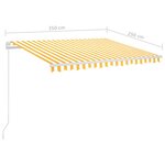 vidaXL Auvent automatique capteur de vent LED 3 5x2 5 m Jaune et blanc