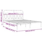 vidaXL Cadre de lit métal avec tête de lit blanc 140x190 cm