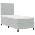 Lit Box Spring vidaXL avec Matelas & Lumière LED Gris Clair 100x200 cm Velours