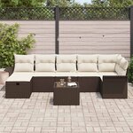 vidaXL Ensemble de canapé de jardin 8 Pièces Marron Poly rotin
