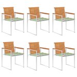 vidaXL Chaises de jardin 6 Pièces avec coussins Bois d'acacia solide