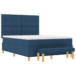vidaXL Lit à ressort avec matelas et banc bleu 140x200 cm en tissu